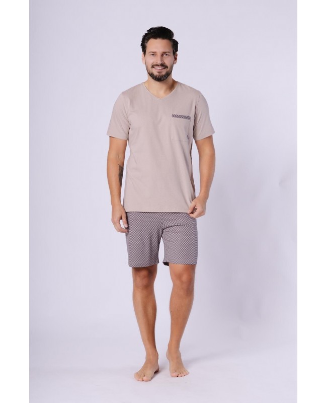 Piżama męska bawełniana Mikołaj 1757 krótki rękaw szorty wzór komfort