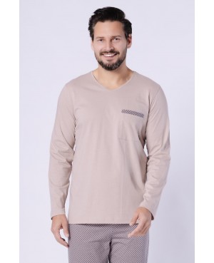 Piżama męska bawełniana Mikołaj 1752 długi rękaw spodnie wzór komfort