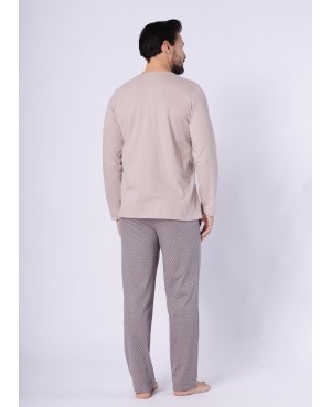 Piżama męska bawełniana Mikołaj 1752 długi rękaw spodnie wzór komfort