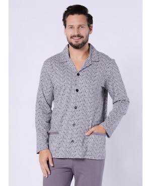 Piżama męska rozpinana bawełniana Kamil 1748 długi rękaw guziki