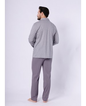 Piżama męska rozpinana bawełniana Kamil 1748 długi rękaw guziki