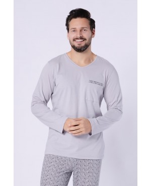 Piżama męska Kajetan 1750 bawełna 100% długi rękaw spodnie wzorzyste