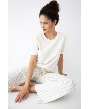 Piżama damska Sensis Soleil bawełniana krótki rękaw spodnie w paski