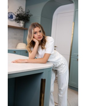 Piżama damska Sensis Soleil bawełniana krótki rękaw spodnie w paski