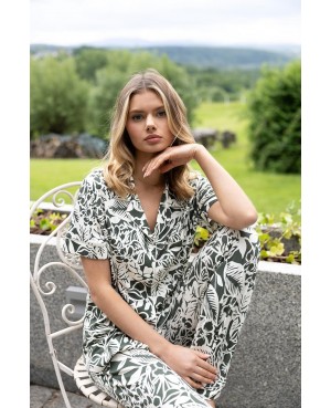 Piżama damska Sensis Louise wiskoza rozpinana kwiatowa z kołnierzykiem