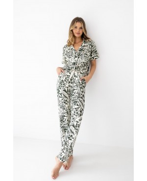 Piżama damska Sensis Louise wiskoza rozpinana kwiatowa z kołnierzykiem