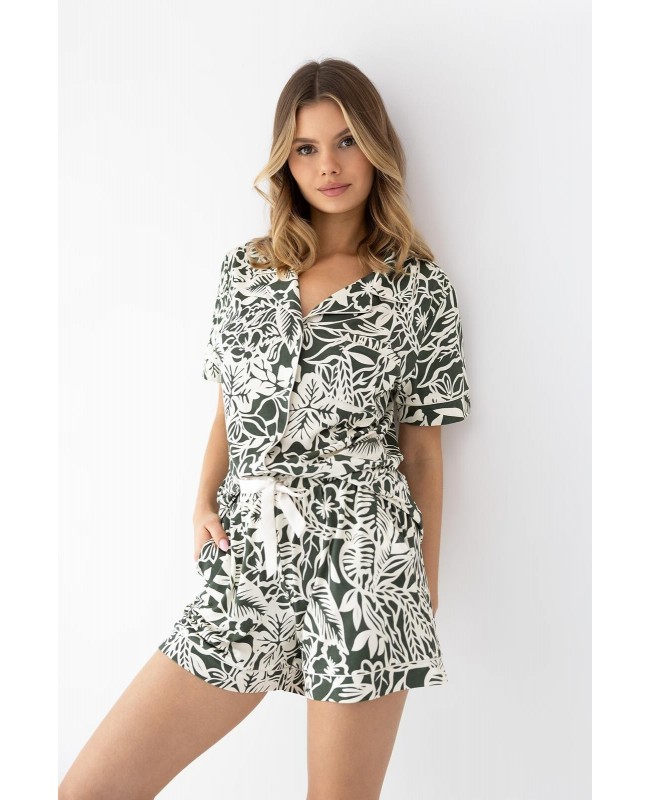 Piżama damska Sensis Kaylee wiskozowa kwiatowa rozpinana krótki rękaw