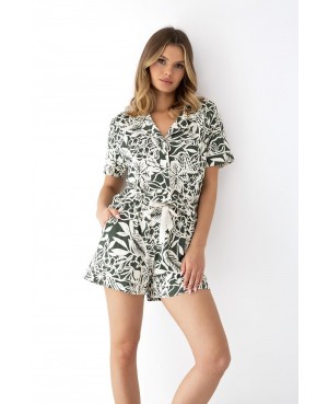 Piżama damska Sensis Kaylee wiskozowa kwiatowa rozpinana krótki rękaw