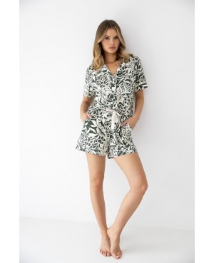Piżama damska Sensis Kaylee wiskozowa kwiatowa rozpinana krótki rękaw