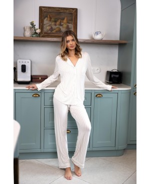 Piżama damska Sensis Amani wiskoza rozpinana paski z kołnierzykiem