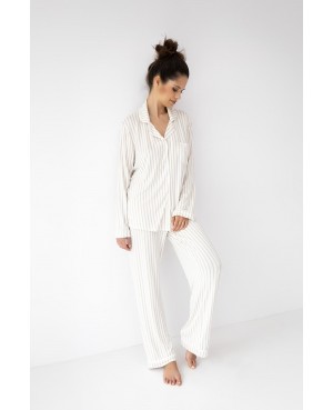 Piżama damska Sensis Amani wiskoza rozpinana paski z kołnierzykiem