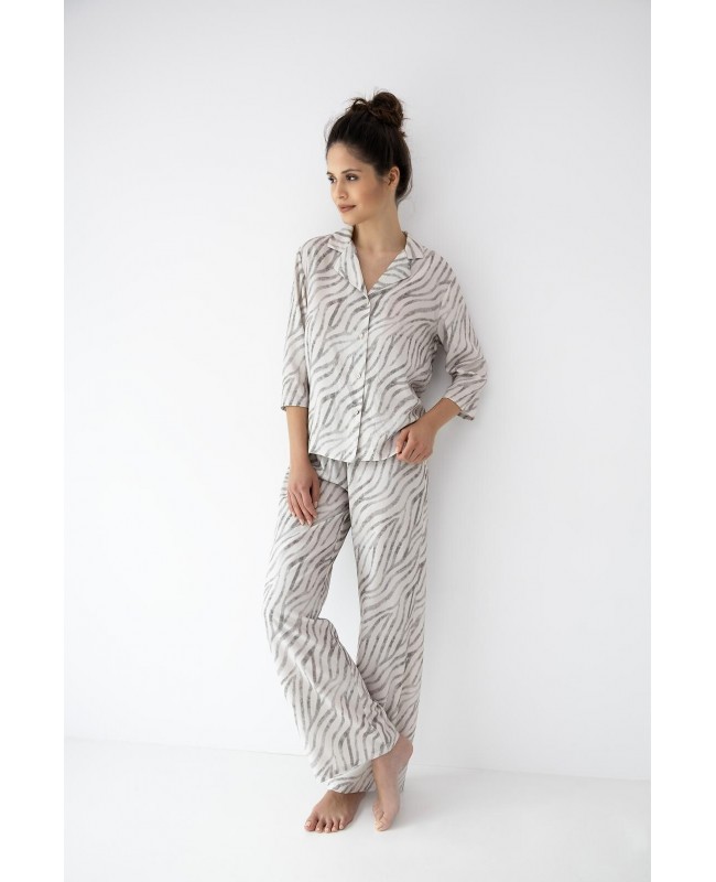 Piżama damska rozpinana Sensis Emory 7/8 wiskoza lekka przewiewna