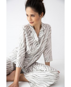 Piżama damska rozpinana Sensis Emory 7/8 wiskoza lekka przewiewna