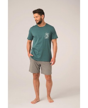 Piżama męska Key MNS 741 B26 krótki rękaw bawełna 100% nadruk