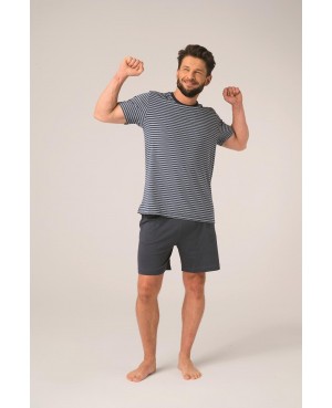Piżama męska MNS 310 krótki rękaw paski bawełna 100% klasyczny krój