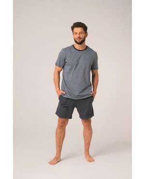 Piżama męska MNS 310 krótki rękaw paski bawełna...