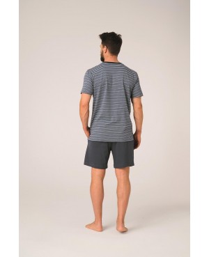 Piżama męska MNS 310 krótki rękaw paski bawełna 100% klasyczny krój
