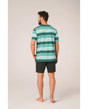 Piżama męska Key MNS 326 krótki rękaw paski bawełna 100% wygodny krój