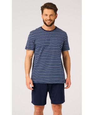 Piżama męska MNS 329 krótki rękaw paski bawełna 100% komfortowy krój