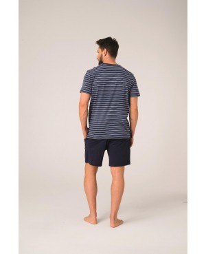 Piżama męska MNS 329 krótki rękaw paski bawełna 100% komfortowy krój