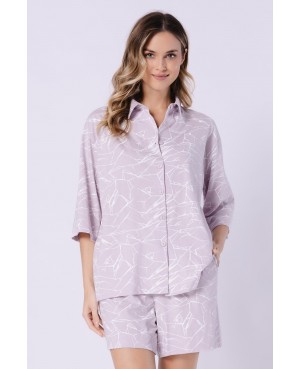 Piżama damska rozpinana Leveza Żaneta 1706 bawełna 100% rękaw 3/4 z kieszeniami