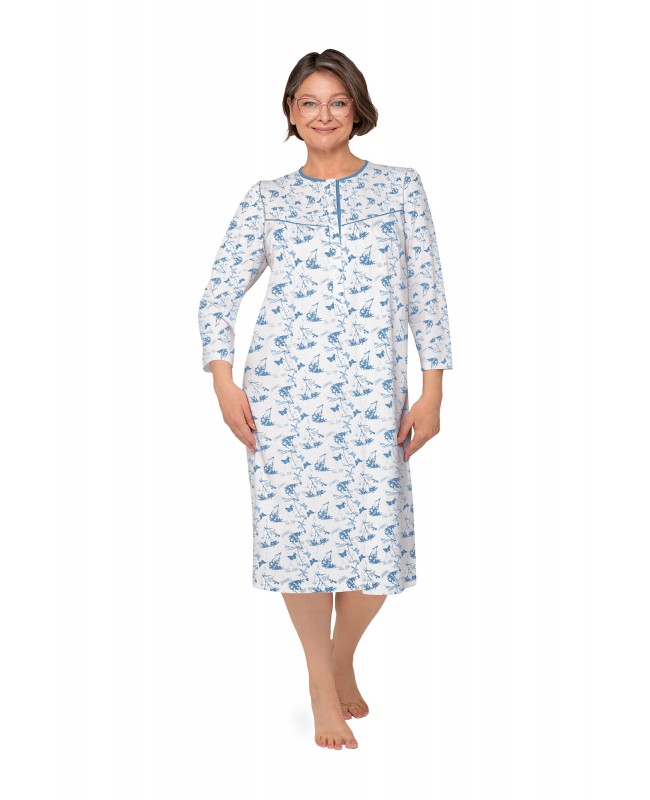 Koszula nocna damska Bogna 204 z rękawem 3/4 – komfort i elegancja dla seniorki