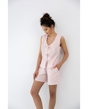 Piżama damska Sensis Felicity len bawełna paski bez rękawów