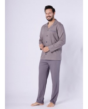 Piżama męska Marcel 1754 rozpinana bawełna długa klasyczna