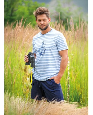 Piżama męska Key MNS 311 A26 krótki rękaw bawełna 100% paski