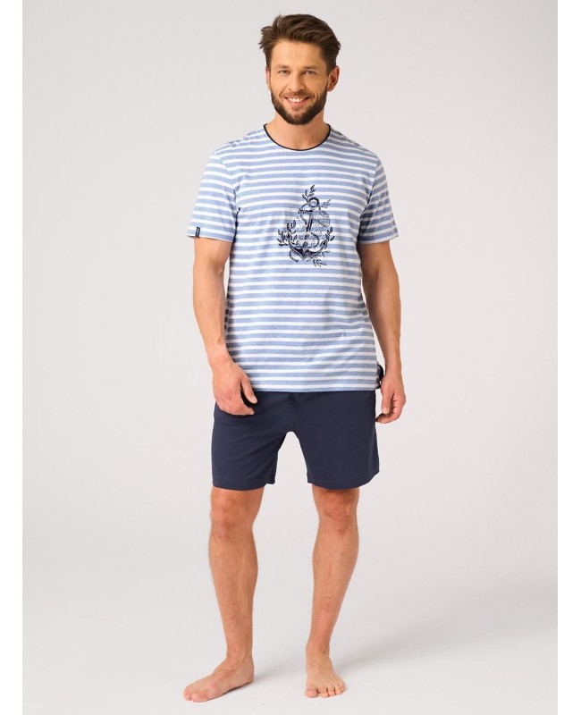 Piżama męska Key MNS 311 A26 krótki rękaw bawełna 100% paski