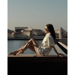 Piżama damska Sensis Ophelia rozpinana letnia bawełniana w paski z kieszeniami