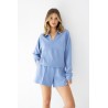 Komplet damski homewear Sensis Blaire W26 błękitny modalowy z szortami wygodny stylowy