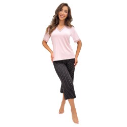 Piżama damska Donna Pati elegancka koronka spodnie 3/4 wiskoza
