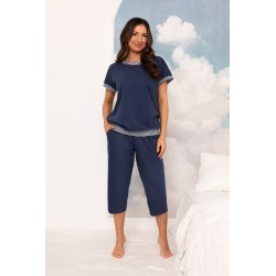 Piżama damska homewear Regina 4005 bawełniana melanż krótki rękaw rybaczki