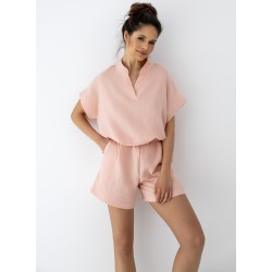 Piżama damska Sensis Sabrina muślin bawełna lekka V-neck komplet
