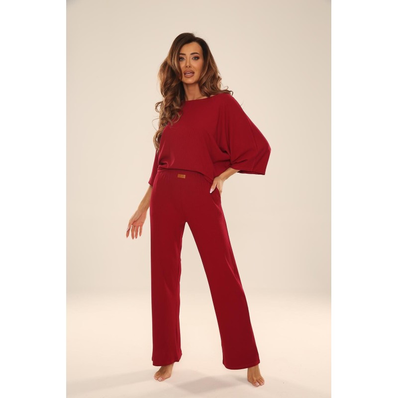 Komplet damski Homewear De Lafense Sienna wiskoza prążek luźny
