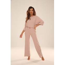 Komplet damski Homewear De Lafense Sienna wiskoza prążek luźny