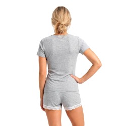 Piżama damska Donna Megi Short prążkowana z koronką krótkie spodenki
