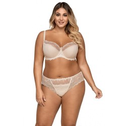 Biustonosz półusztywniany Ava 1030 beżowy koronkowy semi soft z mikrofibry