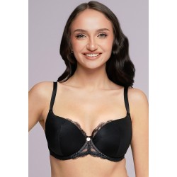 Biustonosz half cup Ava 2256 z mikrofibry koronkowy eksponujący dekolt