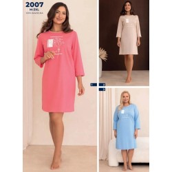 Koszula nocna damska 100% bawełna 7/8 roślinny wzór Regina 2007
