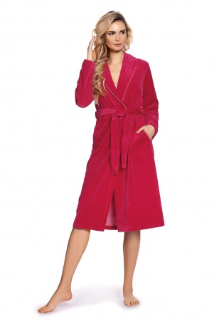 Długi, wygodny szlafrok damski De Lafense Welur Lydie 389 S-2XL
