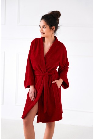 Krótki szlafrok damski  z super miękka dzianina Sensis Rolling Red S-XL