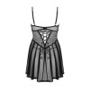 Koszulka babydoll czarna koronka w połączeniu z tiulową siateczką Obsessive Chemeris Babydoll XS-2XL