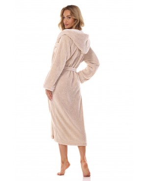 Długi szlafrok damski z kapturem L&L 2410 LV rozmiar S-XL