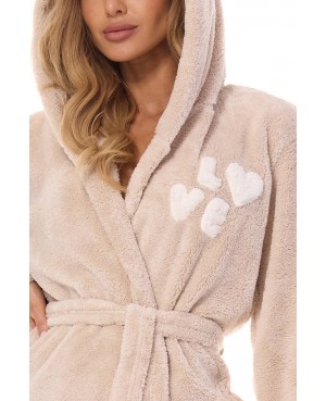 Długi szlafrok damski z kapturem L&L 2410 LV rozmiar S-XL