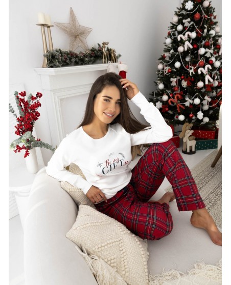 Piżama damska Sensis Maribel – świąteczny motyw, interlock, flanelowe spodnie, S-XL