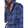 Szlafrok męski L&L 2457 Pedro – miękka dzianina w kratkę, kaptur, M-2XL, 100% poliester