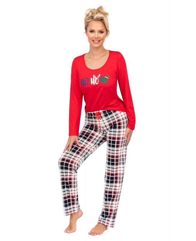 Damska piżama Donna Ho Ho Long – świąteczny motyw, długi rękaw
