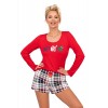 Piżama damska Donna Ho Ho II – świąteczny motyw, długi rękaw, krótkie szorty, S-2XL